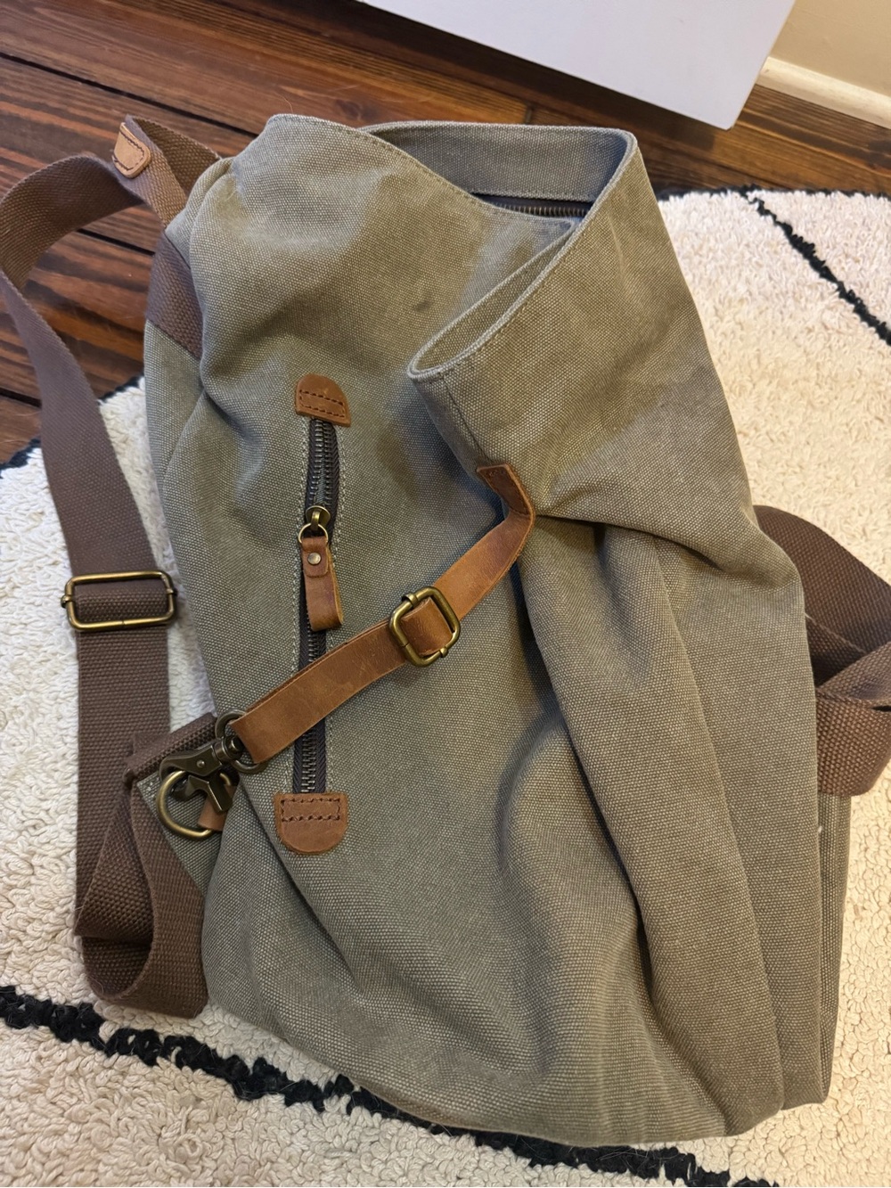 Canvas Backpack - Olive Green